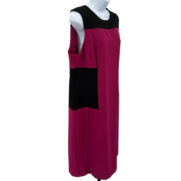 Danny & Nicole Dress Womens 16 Berry Black Colorblock Sheath Zipper Back Career - Picture 4 of 8